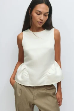 Peplum top - Weiß - Dame - Gina Tricot