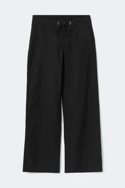 Petite linen blend trousers - Schwarz - Dame - Gina Tricot