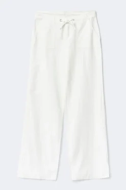 Petite linen blend trousers - Weiß - Dame - Gina Tricot