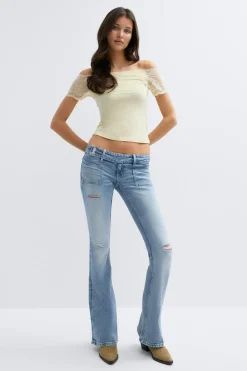 14+ pleated flare jeans tall - Blau - Gina Tricot