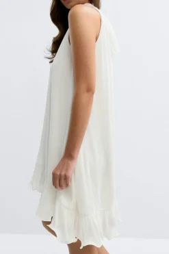 Pleated frill mini dress - Weiß - Dame - Gina Tricot