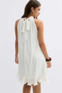 Pleated frill mini dress - Weiß - Dame - Gina Tricot