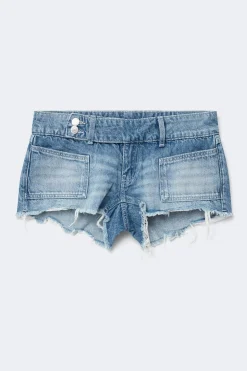 14+ pleated low denim shorts - Blau - Gina Tricot