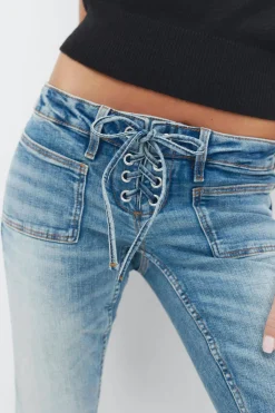 14+ pleated tie jeans - Blau - Gina Tricot