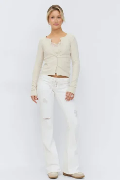 14+ pleated tie jeans - Weiß - Gina Tricot