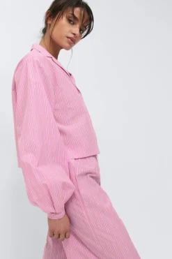Poplin pyjamas shirt - Rosa - Dame - Gina Tricot