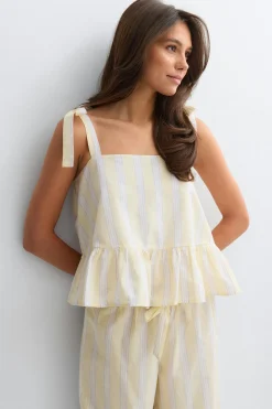 Poplin pyjamas singlet - Gelb - Dame - Gina Tricot