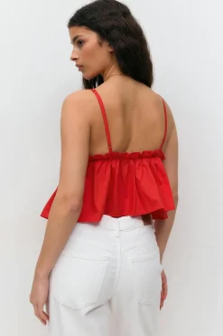 Poplin singlet - Rot - Dame - Gina Tricot