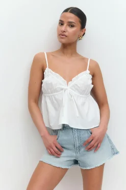 Poplin singlet - Weiß - Dame - Gina Tricot