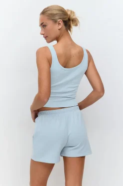 Print rib tank - Blau - Dame - Gina Tricot