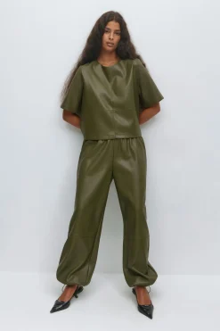 Pu balloon trousers - Grün - Dame - Gina Tricot