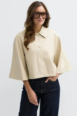 Pu cape jacket - Weiß - Dame - Gina Tricot