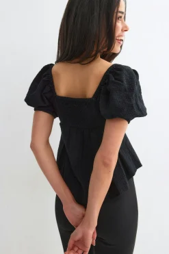 Puff sleeve blouse - Schwarz - Dame - Gina Tricot