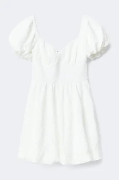 Puff sleeve mini dress - Weiß - Dame - Gina Tricot