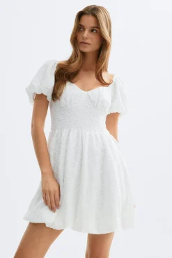 Puff sleeve mini dress - Weiß - Dame - Gina Tricot