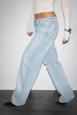 Rebel low wide jeans - Blau - Dame - Gina Tricot