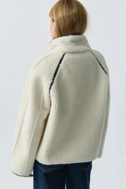 Reversible teddy jacket - Weiß - Dame - Gina Tricot