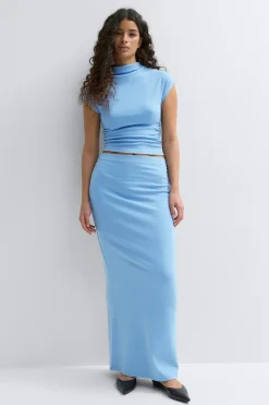 Ruched maxi skirt - Blau - Dame - Gina Tricot