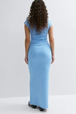 Ruched maxi skirt - Blau - Dame - Gina Tricot