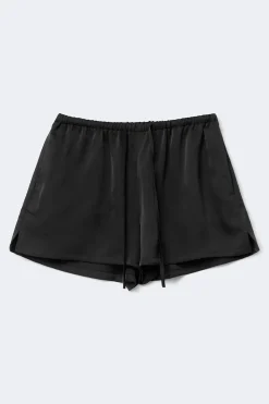 Satin drawstring shorts - Schwarz - Dame - Gina Tricot