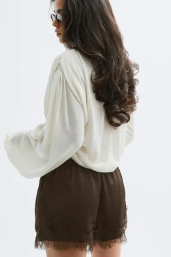 Satin lace shorts - Braun - Dame - Gina Tricot