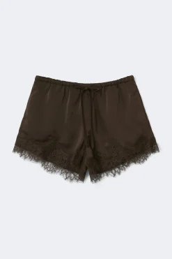 Satin lace shorts - Braun - Dame - Gina Tricot