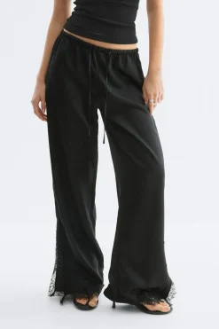 Satin lace trousers - Schwarz - Dame - Gina Tricot