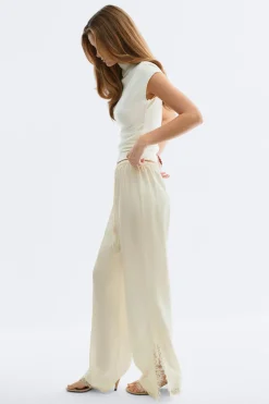 Satin lace trousers - Weiß - Dame - Gina Tricot
