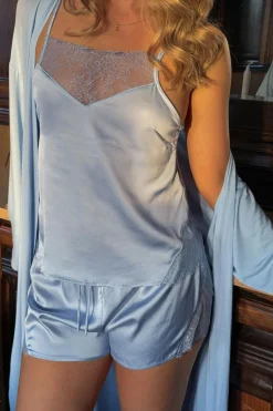 Satin loungewear shorts - Blau - Dame - Gina Tricot