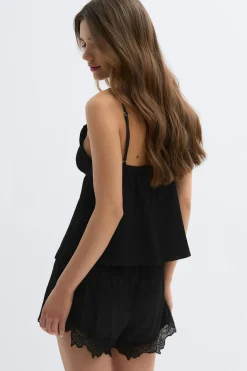 Satin loungewear singlet - Schwarz - Dame - Gina Tricot