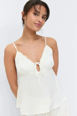 Satin loungewear singlet - Weiß - Dame - Gina Tricot