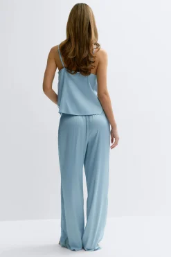 Satin loungewear trousers - Blau - Dame - Gina Tricot