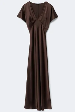 Satin maxi dress - Braun - Dame - Gina Tricot