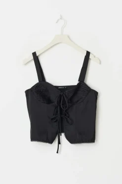 Satin singlet - Schwarz - Dame - Gina Tricot
