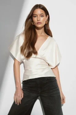 Satin top - Weiß - Dame - Gina Tricot