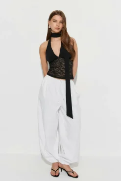 Scarf halterneck top - Schwarz - Dame - Gina Tricot