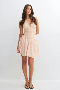Seersucker mini dress - Weiß - Dame - Gina Tricot
