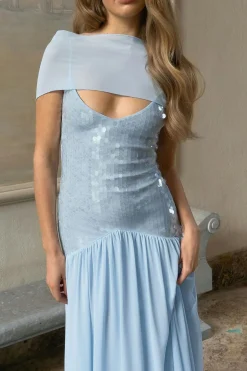 Sequin maxi dress - Blau - Dame - Gina Tricot