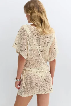 Sequins beach skirt - Beige - Dame - Gina Tricot