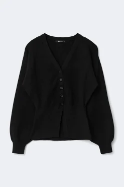Shaped knitted cardigan - Schwarz - Dame - Gina Tricot
