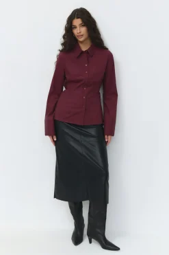 Shaped tie blouse - Rot - Dame - Gina Tricot