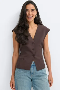 Shaped vest - Braun - Dame - Gina Tricot