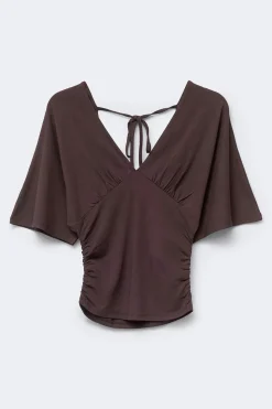 Shaped v-neck top - Braun - Dame - Gina Tricot