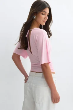 Shaped v-neck top - Rosa - Dame - Gina Tricot