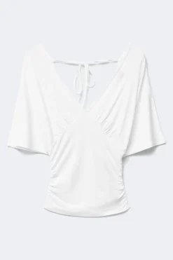 Shaped v-neck top - Weiß - Dame - Gina Tricot