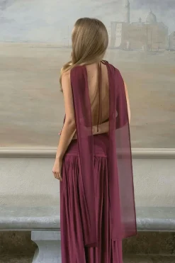 Shawl maxi dress - Rot - Dame - Gina Tricot