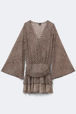 Sheer wide sleeve mini dress - Weiß - Dame - Gina Tricot