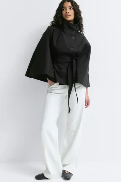 Short cape trench jacket - Schwarz - Dame - Gina Tricot