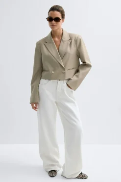 Short double breasted blazer - Beige - Dame - Gina Tricot