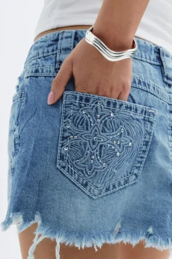 14+ slay low denim skirt - Blau - Gina Tricot